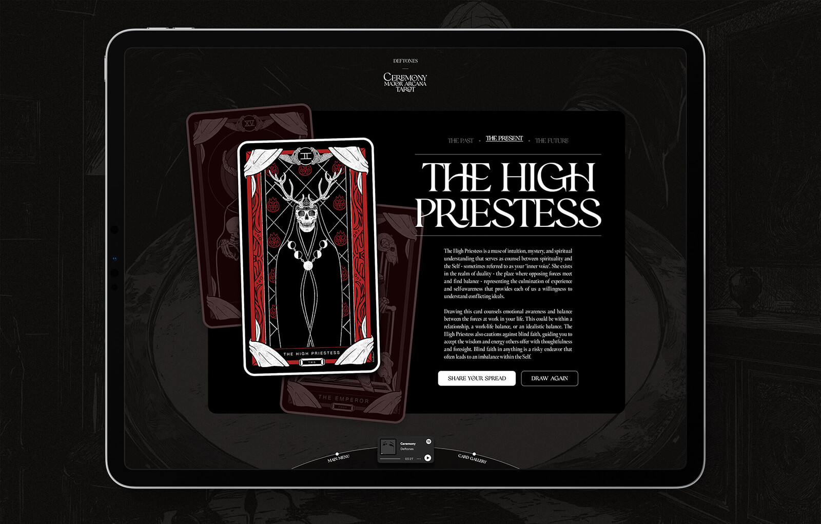 The High Priestess reading from the card draw page