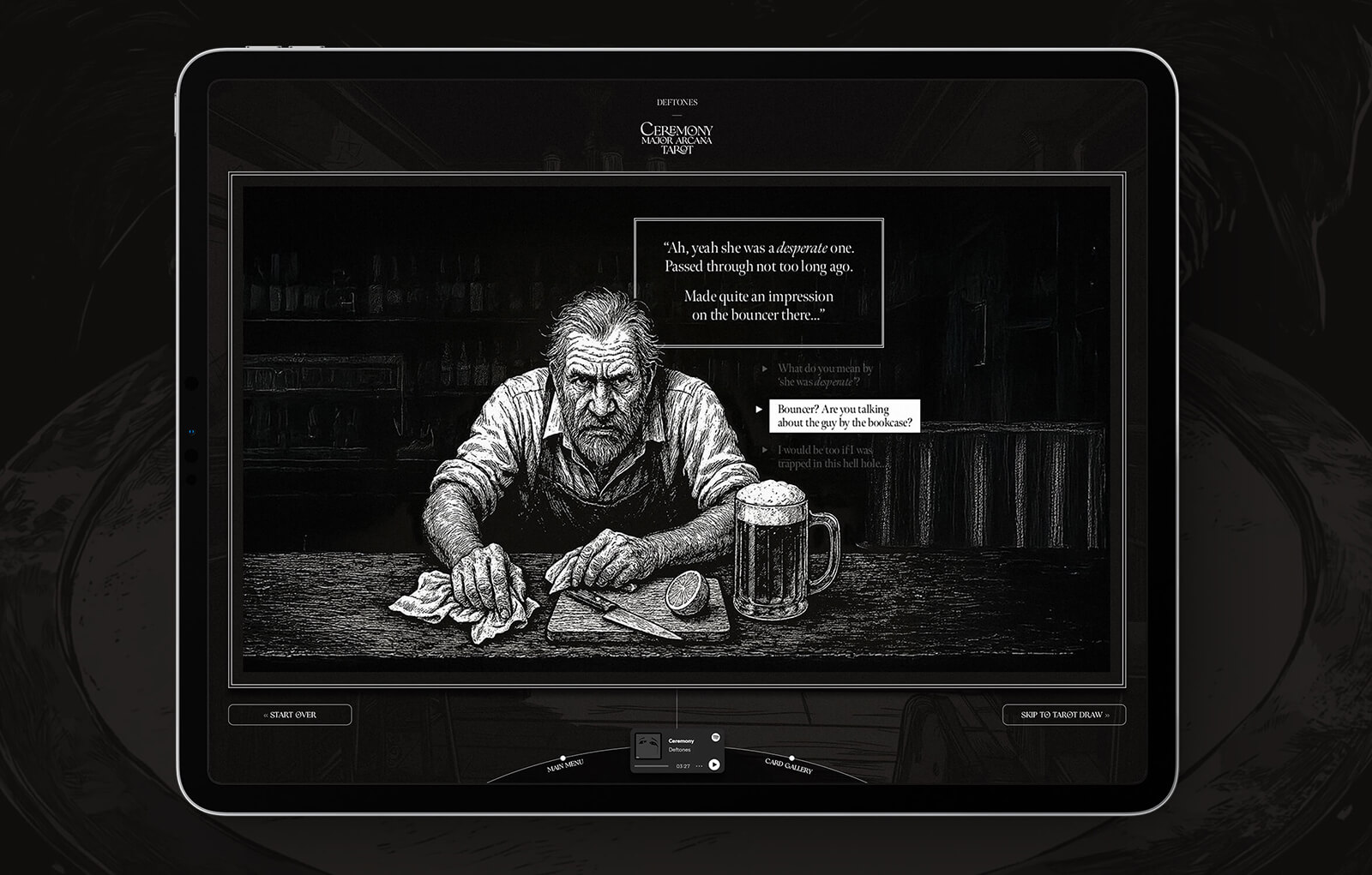 Bartender from the experience narrative